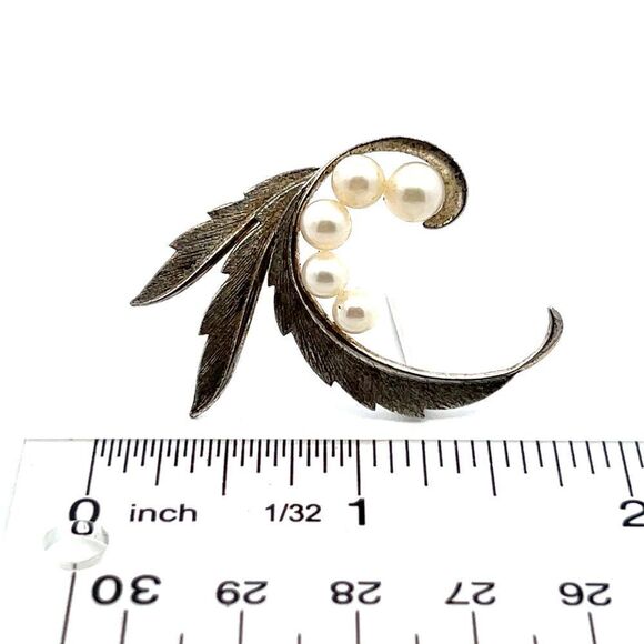 Mikimoto Estate Akoya Pearl Brooch Pin 5-7 mm Silver M410 - Picture 10 of 10